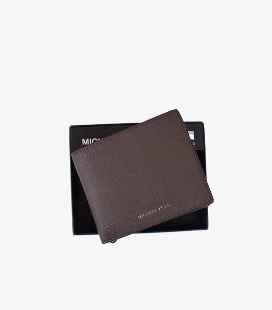 MICHAEL KORS MEN’S BROWN TEXTURED LEATHER WALLET