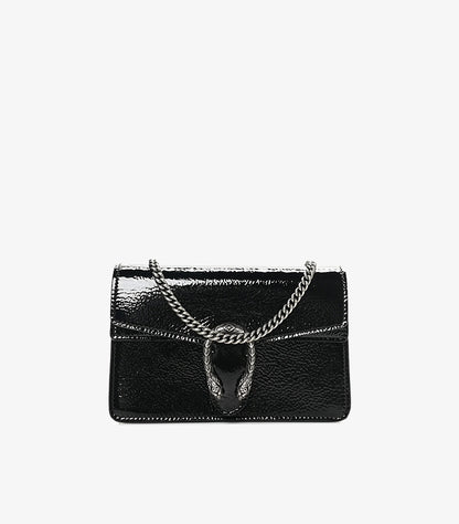 GUCCI CRINKLED PATENT MINI DIONYSUS SHOULDER BAG BLACK