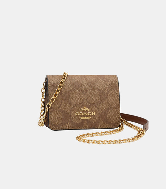 COACH MINI SIGNATURE CANVAS CHAIN WALLET