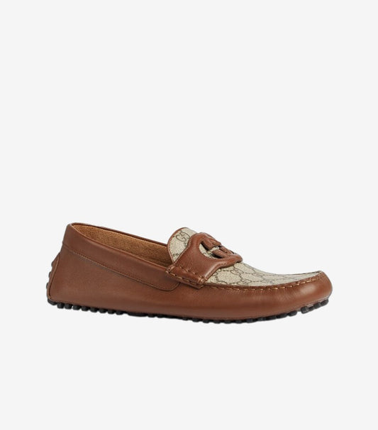 GUCCI AYRTON INTERLOCKING G LEATHER DRIVERS