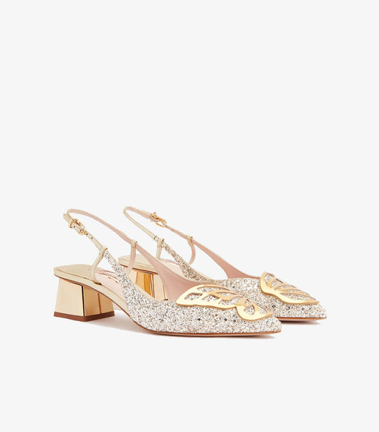 SOPHIA WEBSTER WOMEN’S GLITTER BUTTERFLY SLINGBACK FLATS
