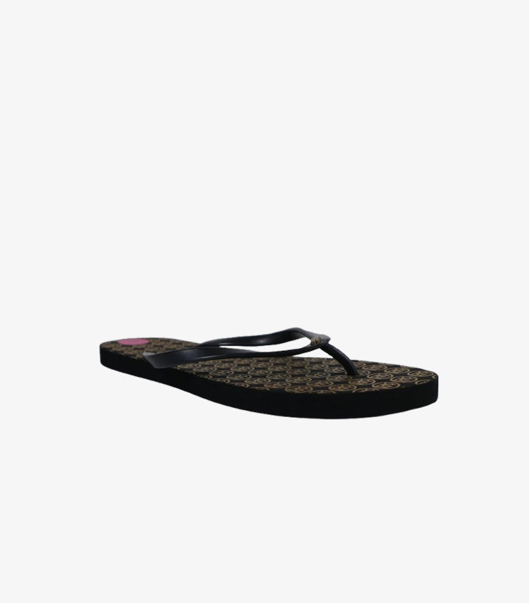 DKNY BLACK & GOLD MONOGRAM FLIP FLOPS