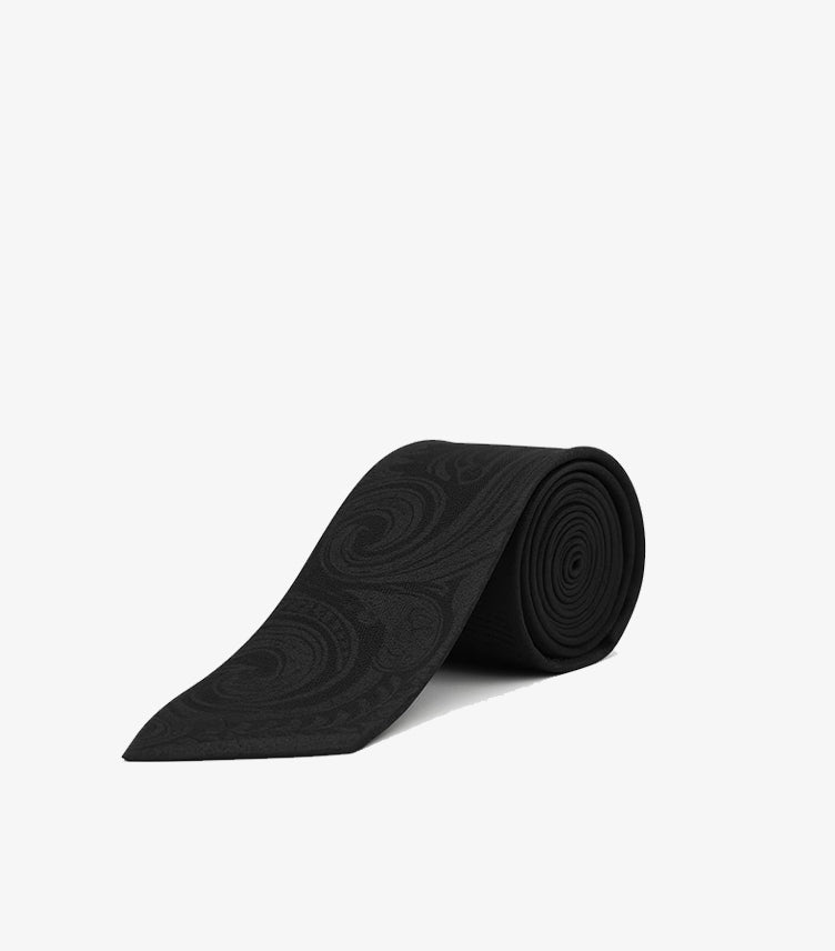 TOMMY HILFIGER MEN'S BLACK PAISLEY PATTERN TIE