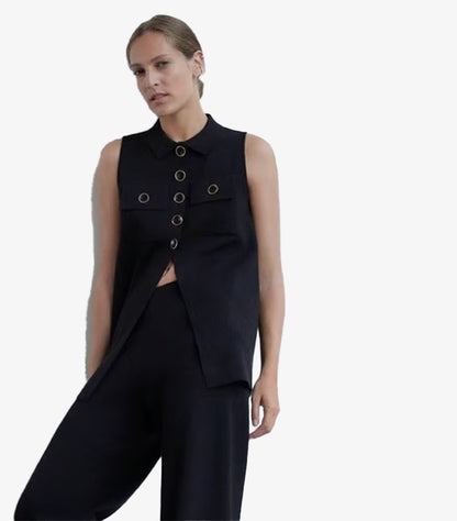 ZARA BLACK BUTTONED KNIT VEST
