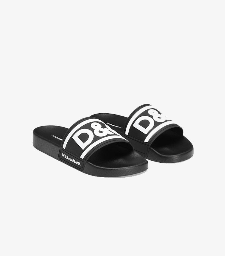 DOLCE & GABBANA RUBBER BEACHWEAR SLIDERS WITH DG LOGO