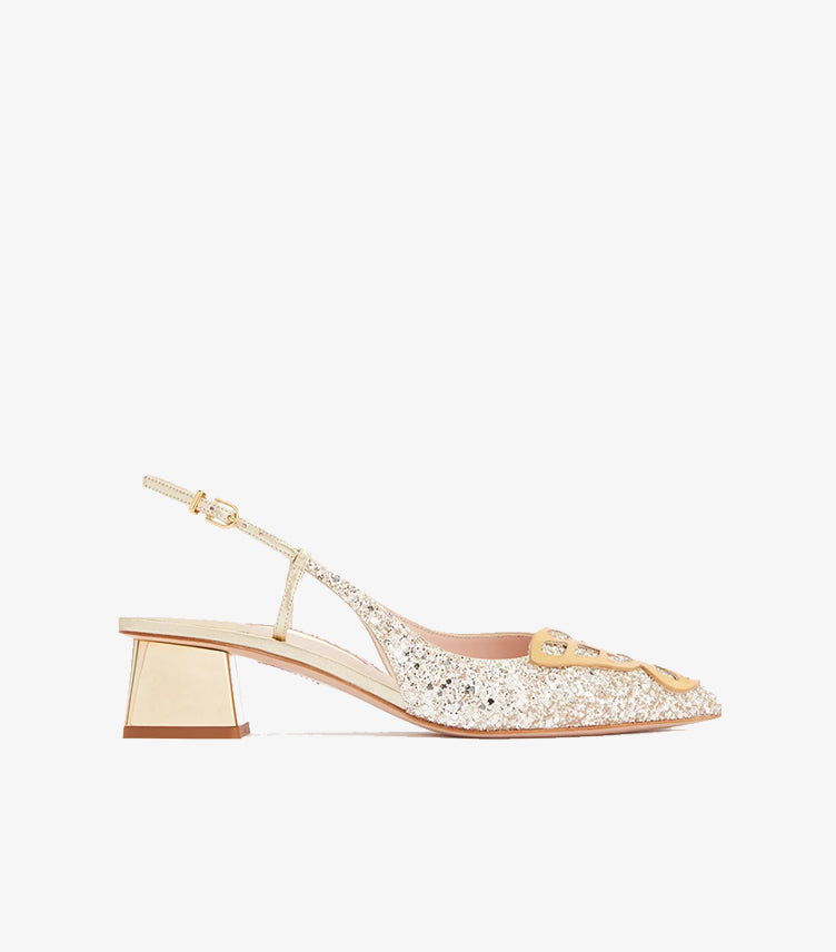 SOPHIA WEBSTER WOMEN’S GLITTER BUTTERFLY SLINGBACK FLATS