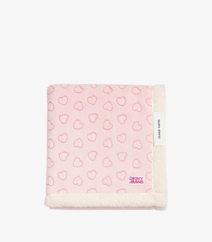 DKNY BABY SHERPA FLEECE HEART BLANKET IN PINK