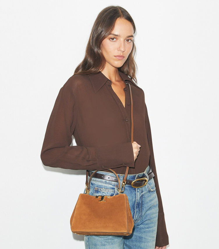 TORY BURCH MINI ELEANOR SUEDE SATCHEL