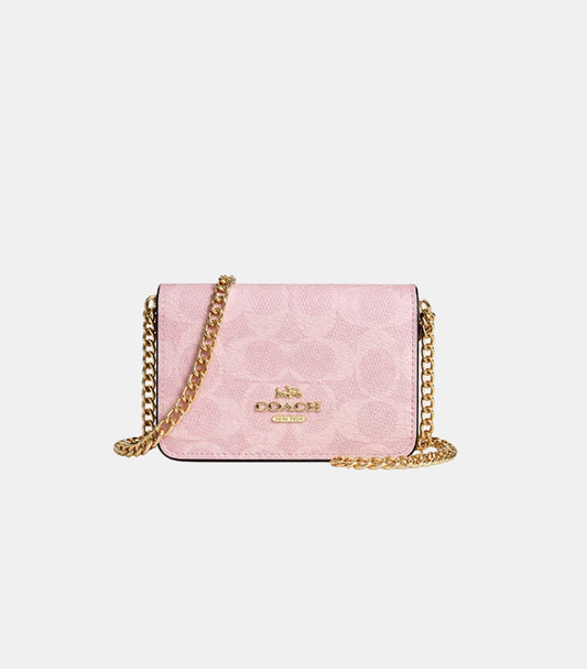 COACH MINI SIGNATURE CANVAS CHAIN WALLET