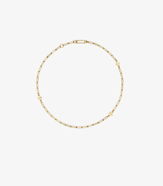 TORY BURCH DELICATE LOGO CHAIN NECKLACE – GOLD TONE