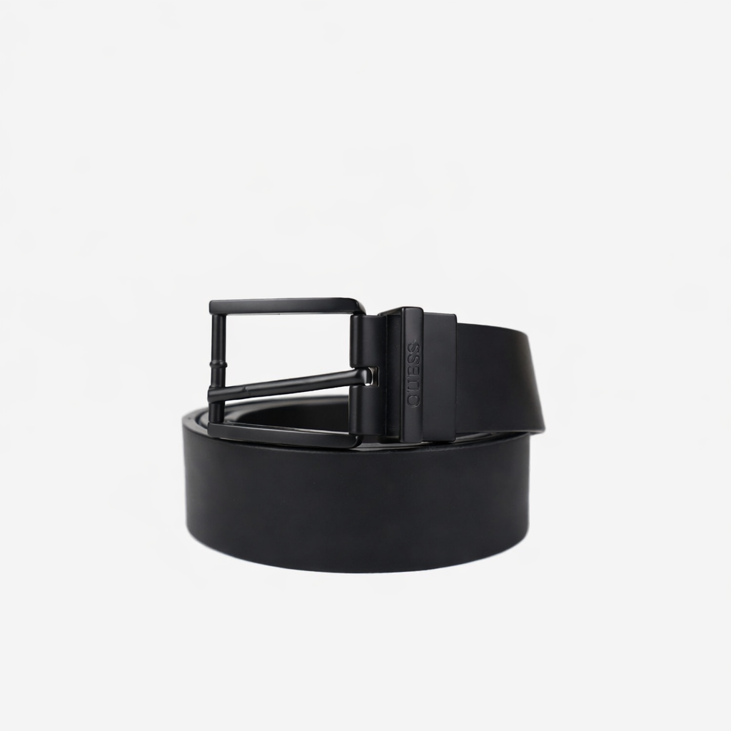 GUESS MATTE BUCKLE LEATHER REVERSIBLE BELT – BLACK