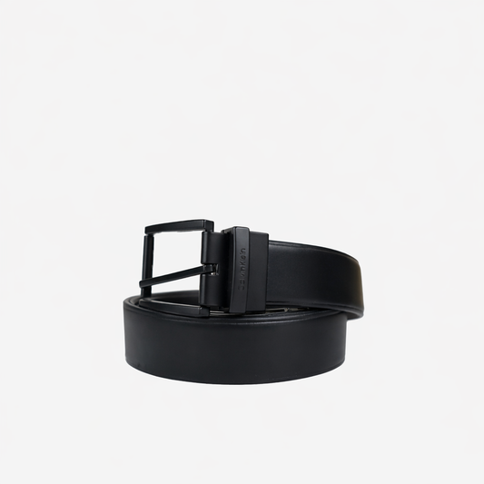 CALVIN KLEIN MATTE BUCKLE LEATHER REVERSIBLE BELT – BLACK
