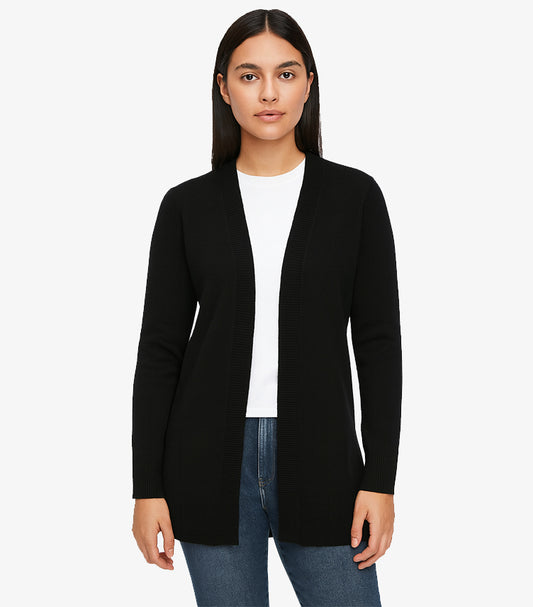 PAPAYA BLACK LONGLINE OPEN-FRONT CARDIGAN
