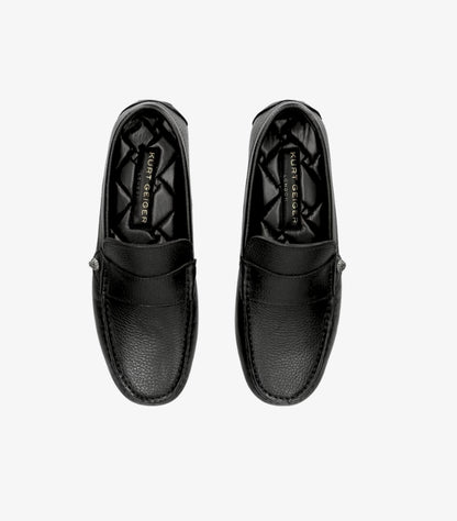 KURT GEIGER LONDON BLACK LEATHER STIRLING LOAFERS