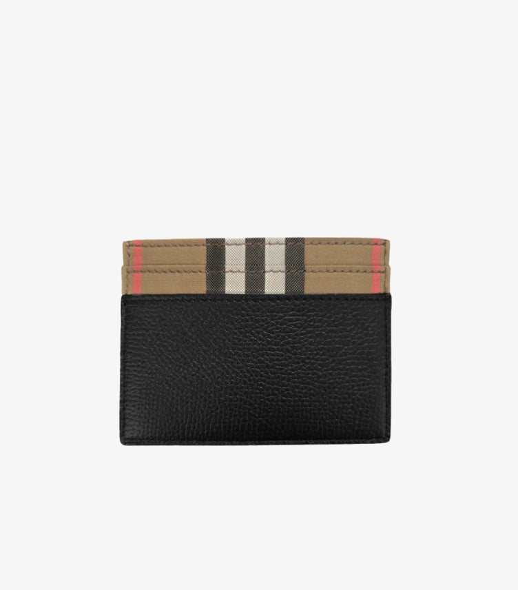 BURBERRY BUSINESS CARD HOLDER IN COWHIDE LEATHER CANVAS