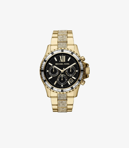 MICHAEL KORS QUARTZ GOLD STAINLESS STEEL BLACK DIAL 42MM WATCH MK5828