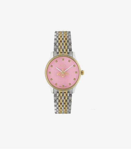 Gucci YA1265030 pink dial watch front view