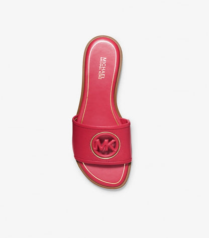 MICHAEL KORS DEANNA CUTOUT LEATHER SLIDE SANDAL