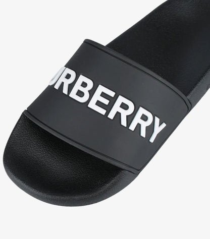 BURBERRY LOGO SLIDES SANDALS BLACK