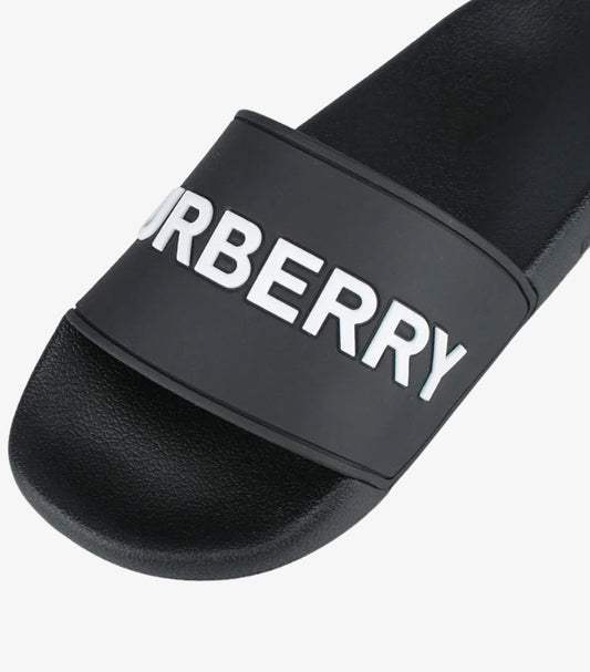 BURBERRY LOGO SLIDES SANDALS BLACK