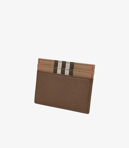 BURBERRY BUSINESS CARD HOLDER IN COWHIDE LEATHER CANVAS
