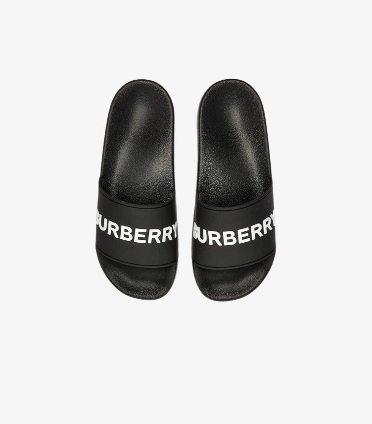 BURBERRY LOGO SLIDES SANDALS BLACK
