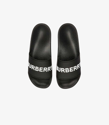 BURBERRY LOGO SLIDES SANDALS BLACK