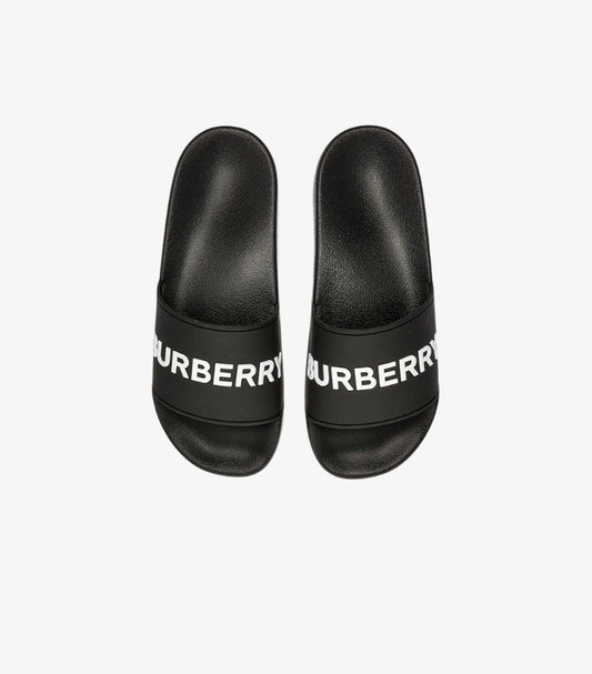 BURBERRY LOGO SLIDES SANDALS BLACK