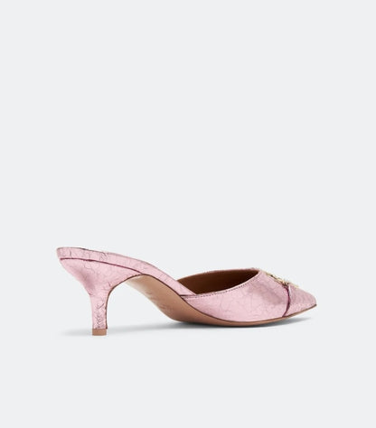 MALONE SOULIERS MISSY 85MM MULES IN CRACKED MIRROR LEATHER