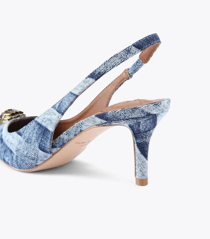 KURT GEIGER LONDON BELGRAVIA DENIM SLING BACK HEELS