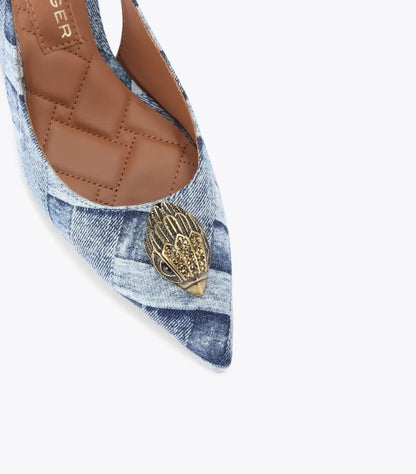 KURT GEIGER LONDON BELGRAVIA DENIM SLING BACK HEELS