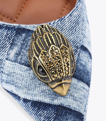 KURT GEIGER LONDON BELGRAVIA DENIM SLING BACK HEELS