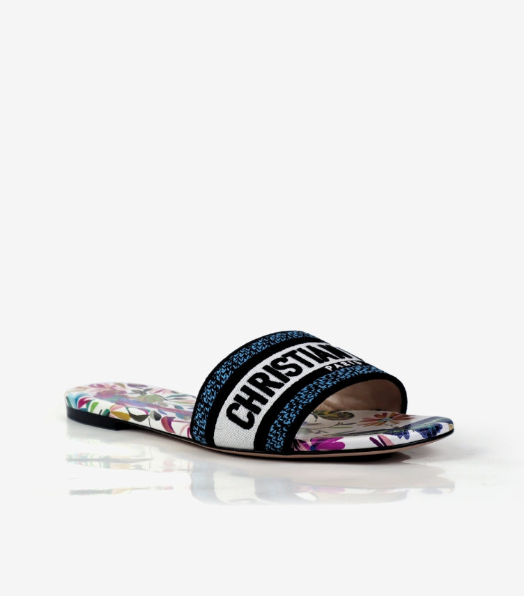 CHRISTIAN DIOR BROWN MULE DWAY TEXTILE SLIDES