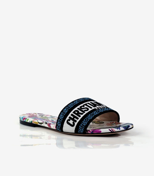 CHRISTIAN DIOR BROWN MULE DWAY TEXTILE SLIDES