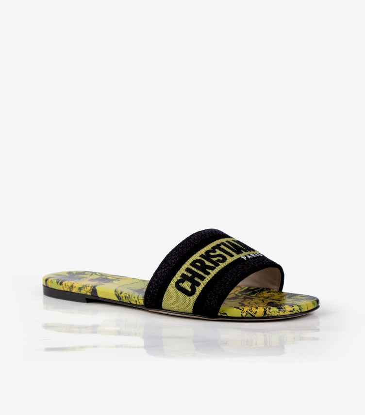 CHRISTIAN DIOR YELLOW BLACK MULE DWAY SLIDES