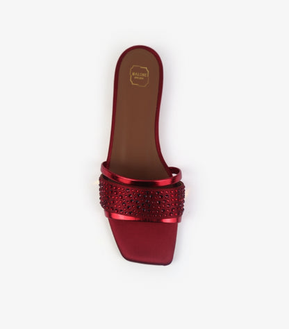 MALONE SOULIERS MAROON FLAT SANDALS