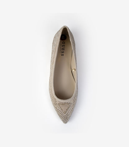 GUESS FLAT POINTED TOE DIAMANTE BALLERINA PUMPS