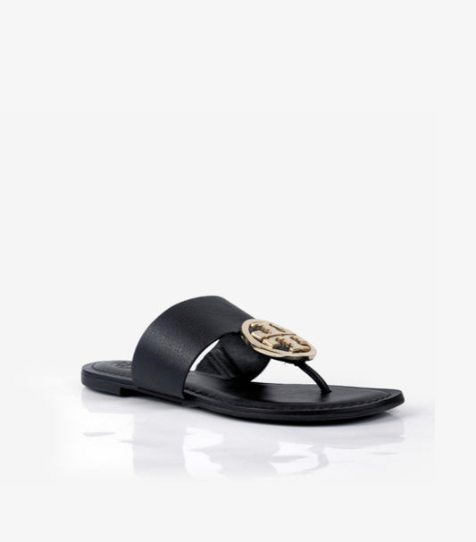 TORY BURCH BENTON BAND FLAT SANDAL CALF LEATHER