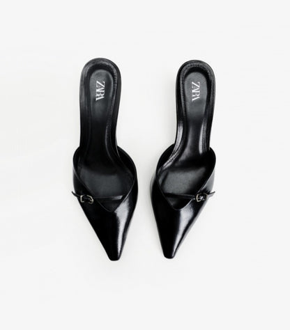 ZARA LEATHER MULES WITH A BUCKLE