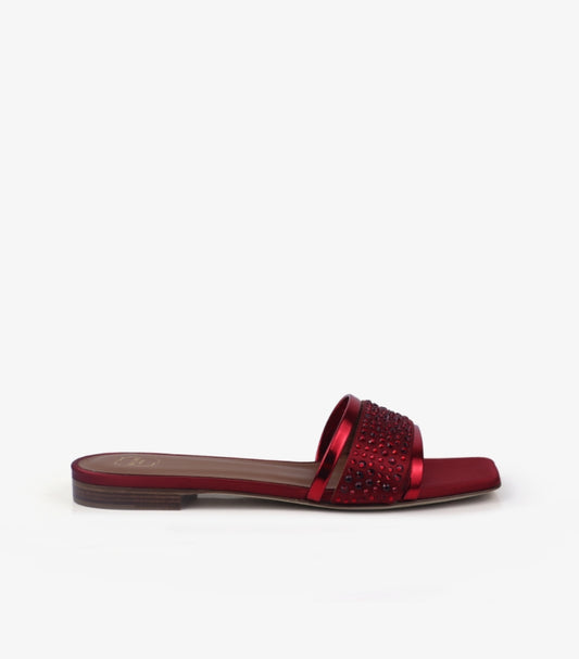 MALONE SOULIERS MAROON FLAT SANDALS
