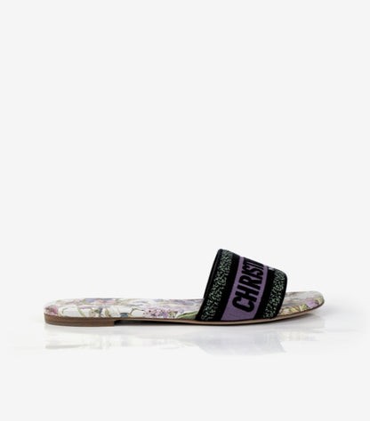 CHRISTIAN DIOR BROWN MULE DWAY TEXTILE SLIDES