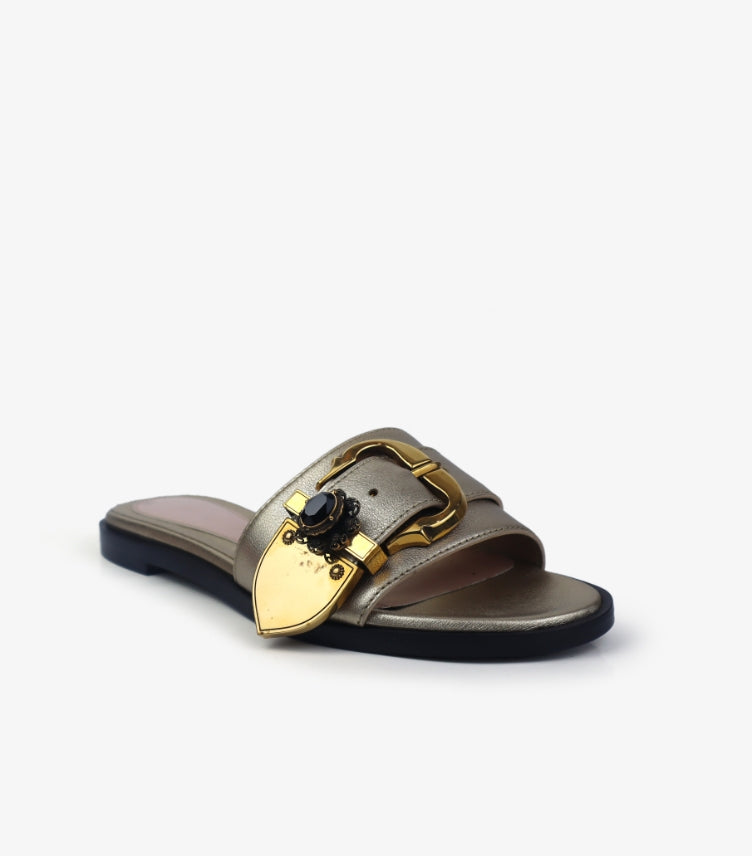 ALEXANDER MCQUEEN LEATHER FLATS SANDALS