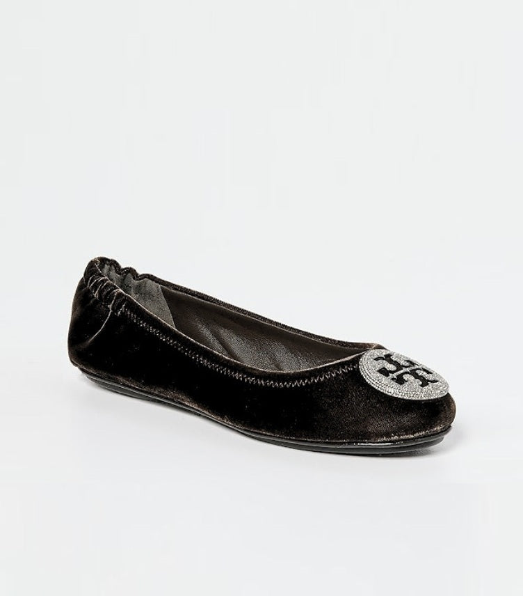 TORY BURCH MINNIE TRAVEL BALLET PAVE FLATS