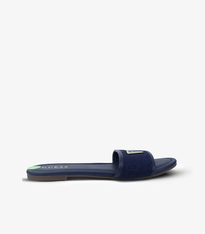 GUESS WOMEN'S NAVY FLAT SLIDES