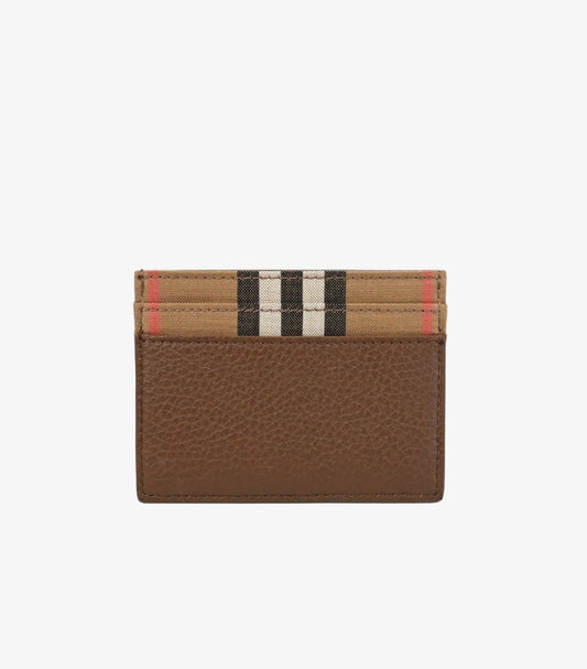 BURBERRY BUSINESS CARD HOLDER IN COWHIDE LEATHER CANVAS