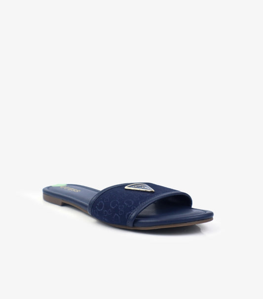 GUESS WOMEN'S NAVY FLAT SLIDES