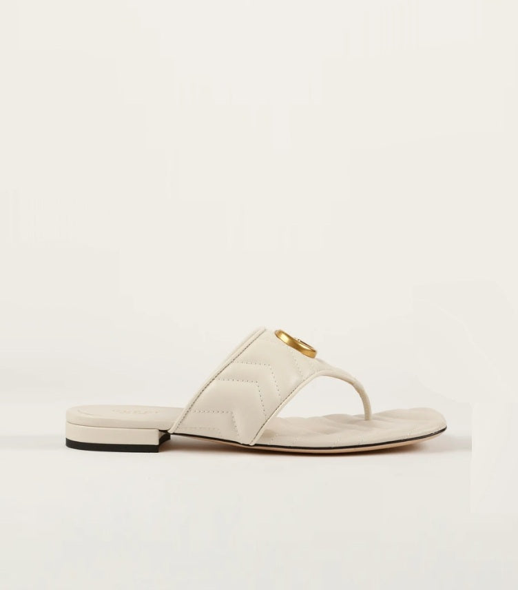 GUCCI CREAM MARMONT LEATHER SANDALS
