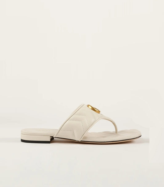GUCCI CREAM MARMONT LEATHER SANDALS