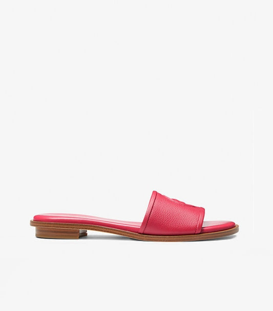 MICHAEL KORS DEANNA CUTOUT LEATHER SLIDE SANDAL