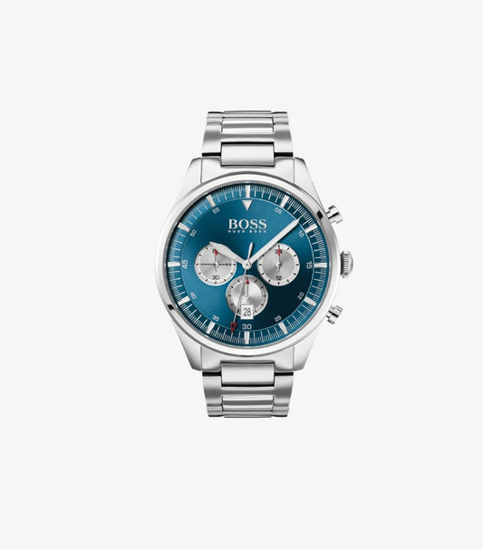 HUGO BOSS TEXTURED DIAL & LEATHER STRAPS ANALOGUE CHRONOGRAPH WATCH 1514098